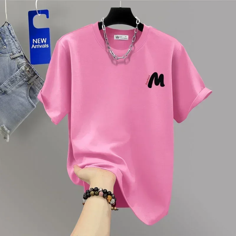 

Summer Fashion Letter Printed Loose O-neck Pure Cotton Top Pullovers Women Casual Comfortable Soft Short Sleeve T-shirt