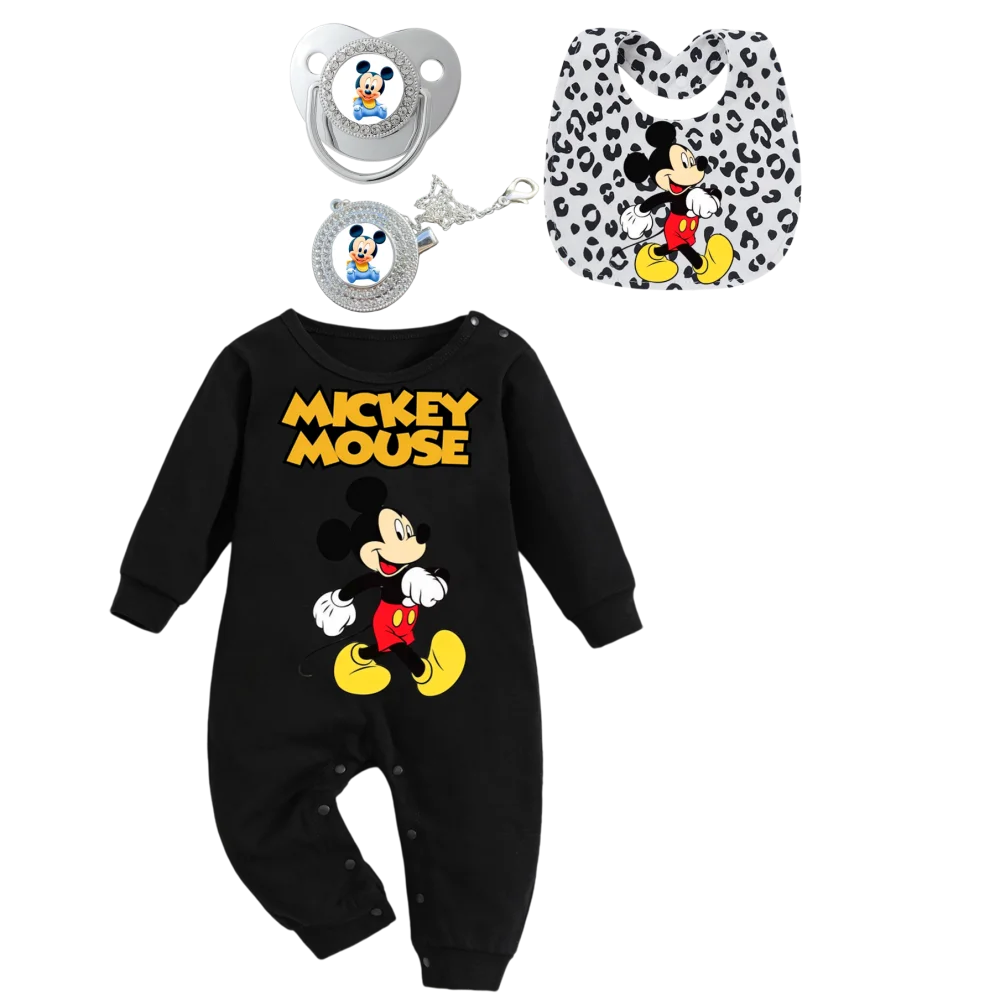 4 buah/set celemek bayi katun, dot bayi, penjepit puting, baju merangkak bayi lengan panjang, set kain sendawa bayi baru lahir