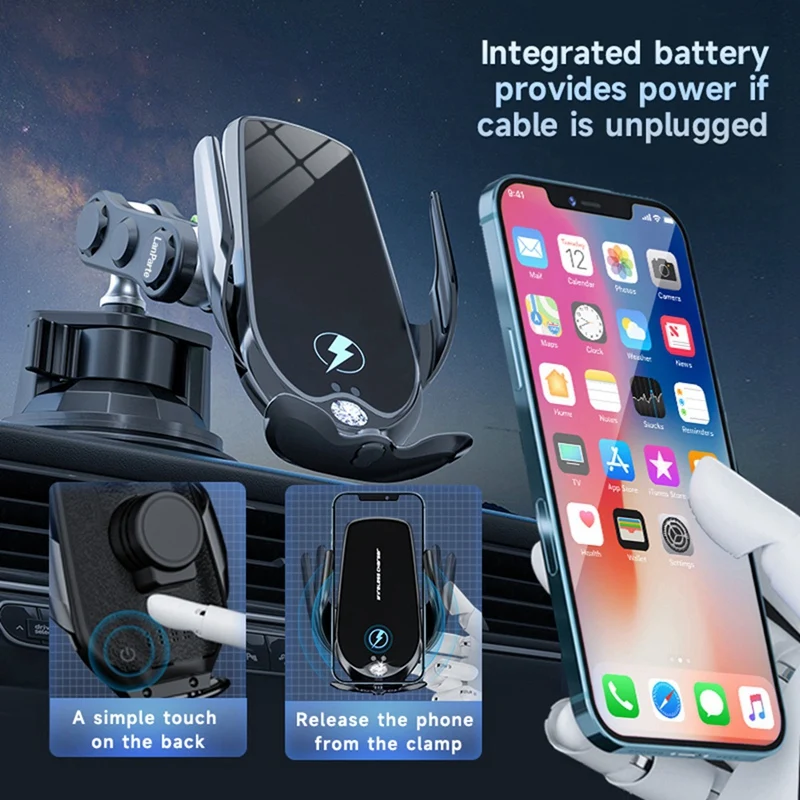 Universal Car Dashboard Holder Mount 15W Power Fast Wireless Charger Phone Holder Suction Cup Magic Arm Phone Bracket Parts