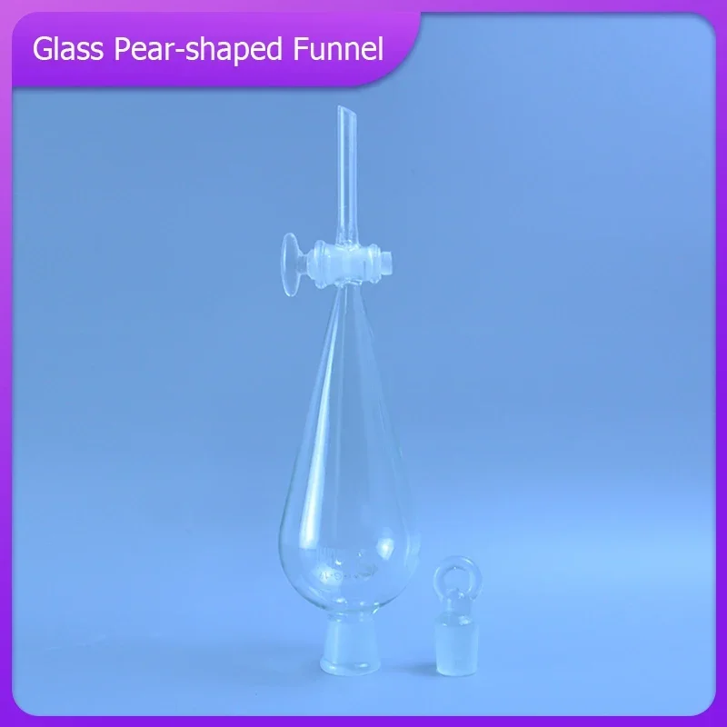 24/29 High Borosilicate Glass Pear Shaped Pyriform Separatory Funnel with glass Standard Taper Stopper Lab Supplies