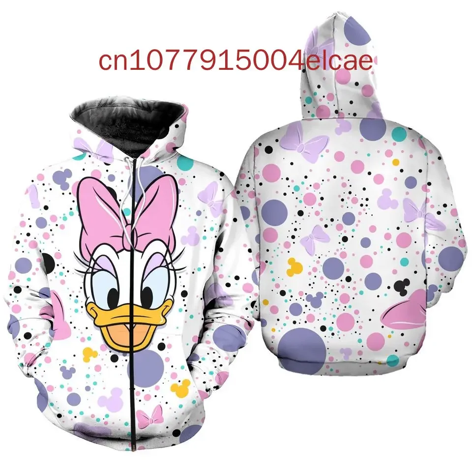 New Disney Duck Zipper Hoodie Men's And Women's Children's 3D Printed Casual Fashion Hoodie