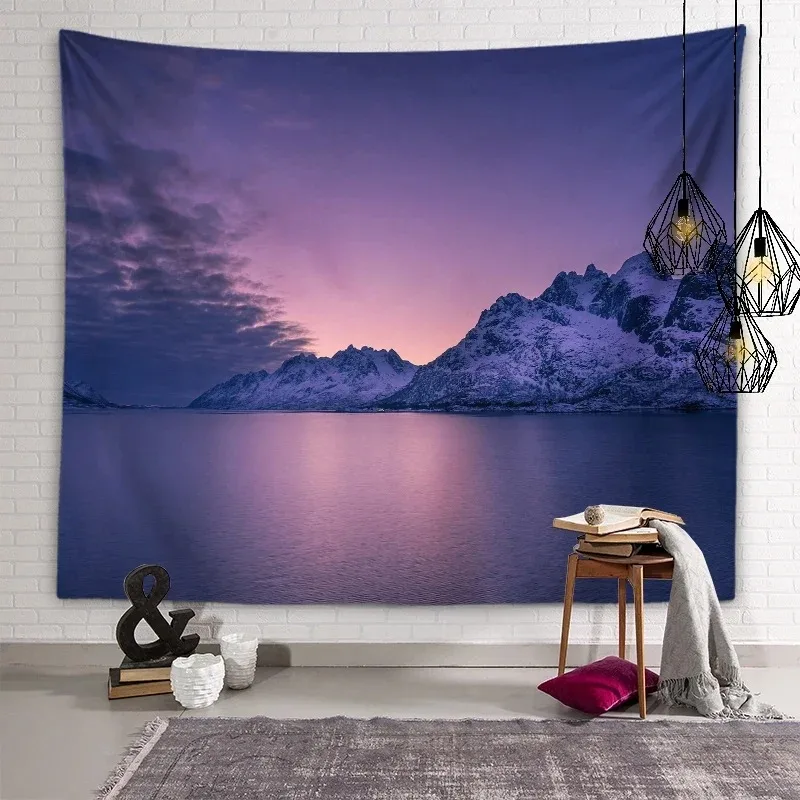 Natural Mountain Lake View Wall Decoration Tapestry Home Living Room