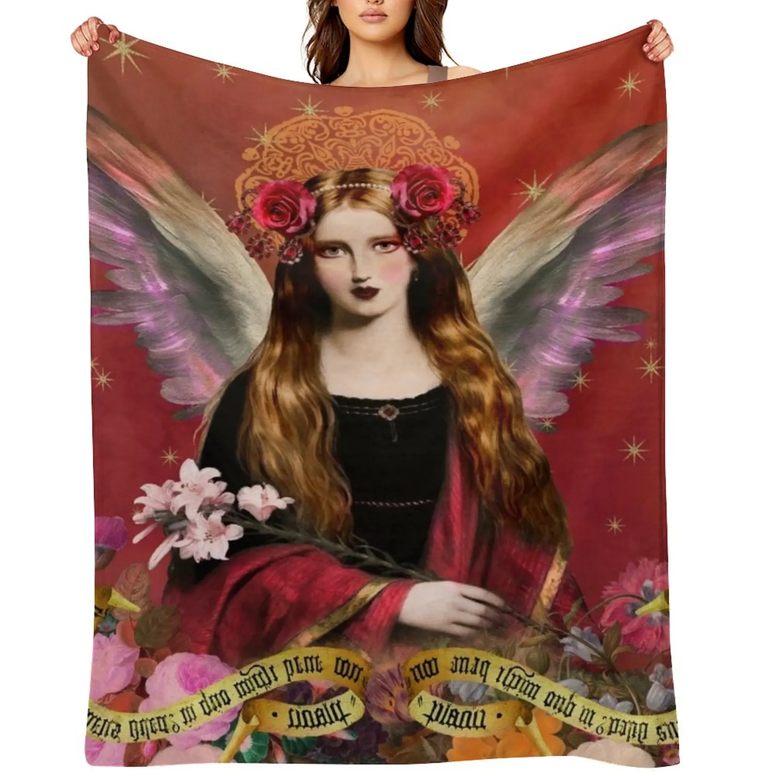 

Pre Raphaelite Angel In Red Throw Blanket Plush Kid'S Decoratives Decorative Sofas Blankets