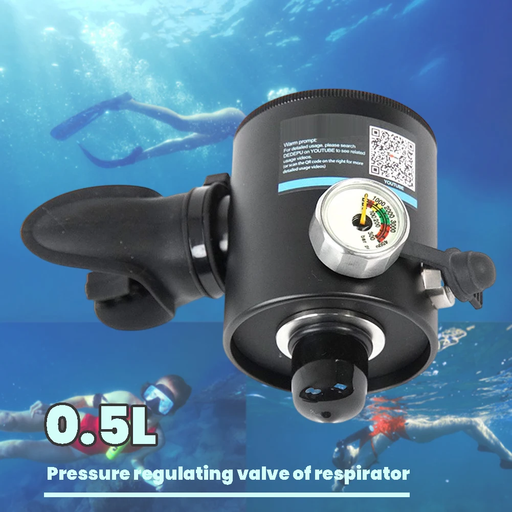 Diving Pressure Regulating Valves Professional Snorkeling Breathing Valves Adapter 0.5L Pressure Regulating Valve