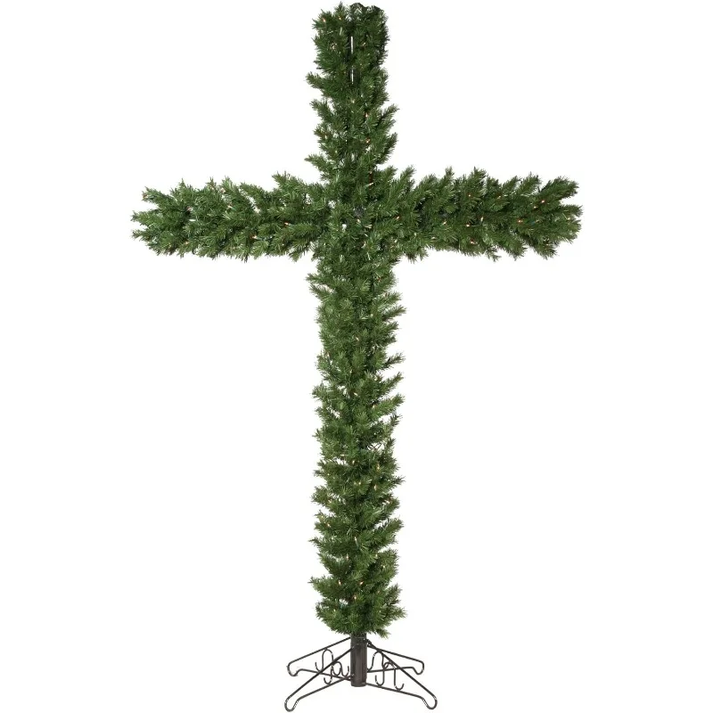 Christmas Cross Unique Christmas Tree with 782 PE/PVC Heads and 250 LED Warm White Dura-Lit Lights Pre-Lit Christmas Decorations