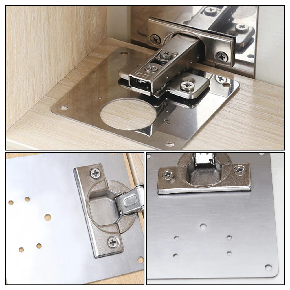 2 قطعة مجموعة أطباق إصلاح الفولاذ المقاوم للصدأ لإصلاح الأثاث دعامة مسطحة شديدة التحمل مع مسامير تثبيت الأجهزة للرف #6