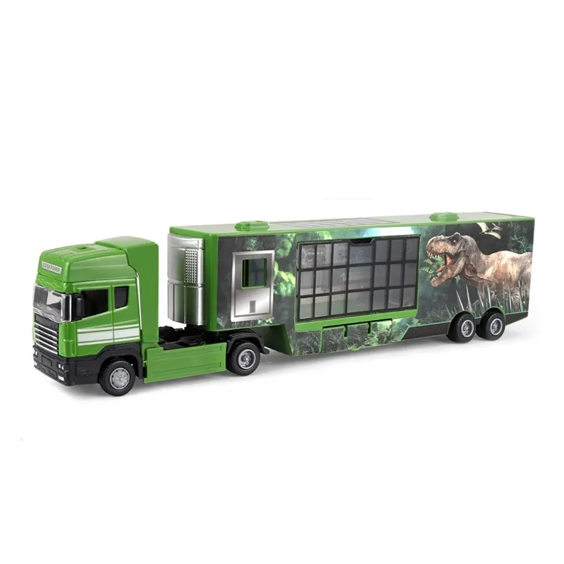 1: 50 plastic dinosaur box-type transport vehicle model,engineering vehicle container toy,original packaging gift box,wholesale