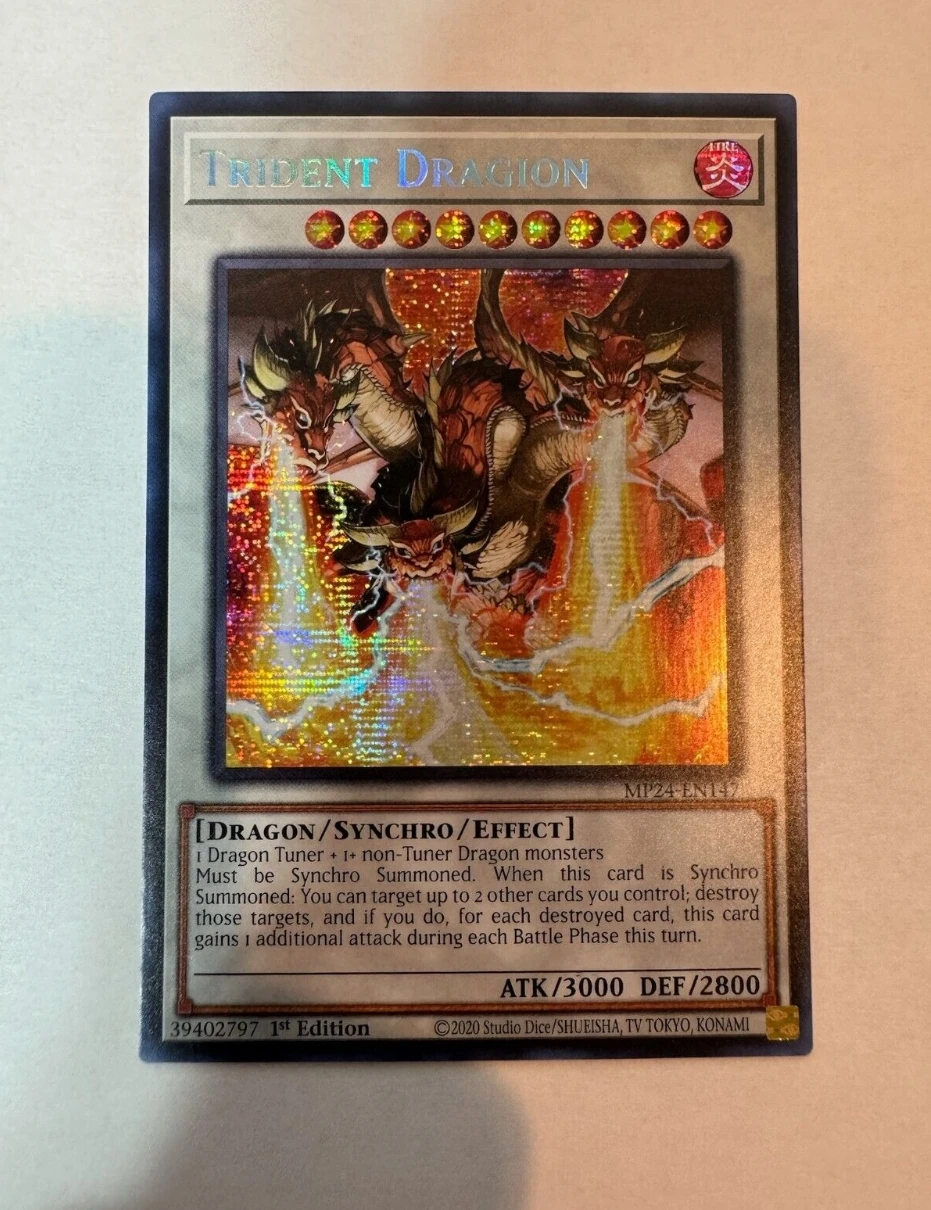 

Yugioh KONAMI Duel Monsters TCG MP24-EN147 Trident Dragion Secret Rare English 1st Edition Collection Mint Card