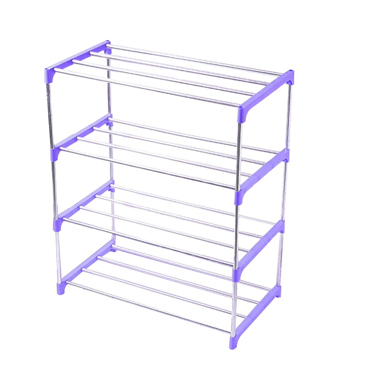 

Stainless Steel Multi-function Storage Rack Household 4 Tiers Shoes Shelf Slippers High Heels Holder Organizer (Random Color)