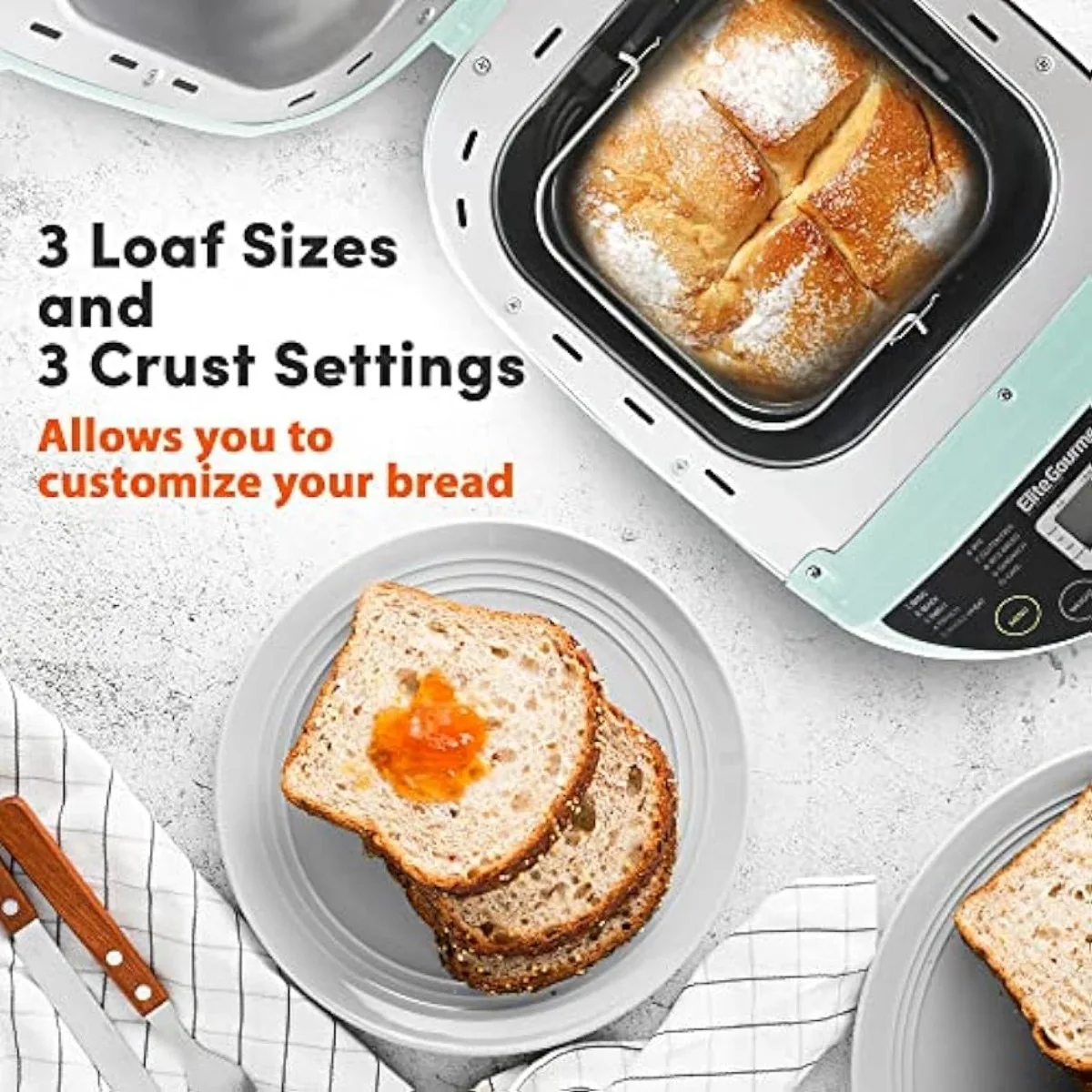 Programável Bread Maker Machine, Mint Bread Maker, 3 Pão Tamanhos, 19 Funções, 2 Lbs, EUA, Novo