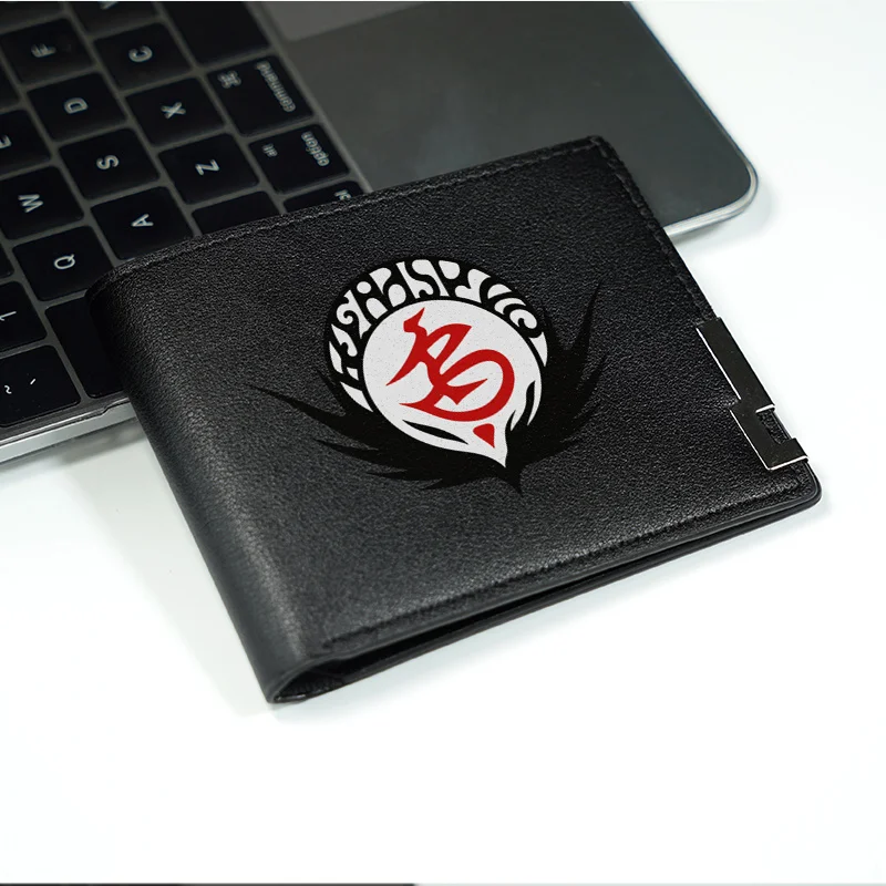 Elegante billetera de PU negra con diseño de emblema CIRCULAR, estilo de negocios minimalista, ligero y duradero para uso diario