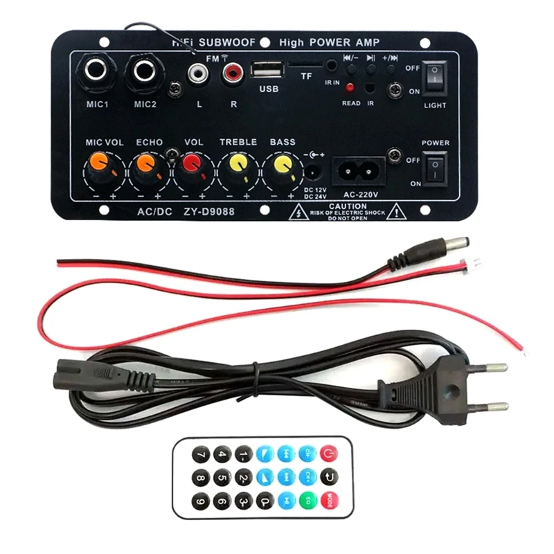 Bluetooth Audio Amplifier Board 120W Subwoofer Dual Microphone AMP Module For 4 Ohms 8-12 Inch Speaker (EU Plug) Easy To Use