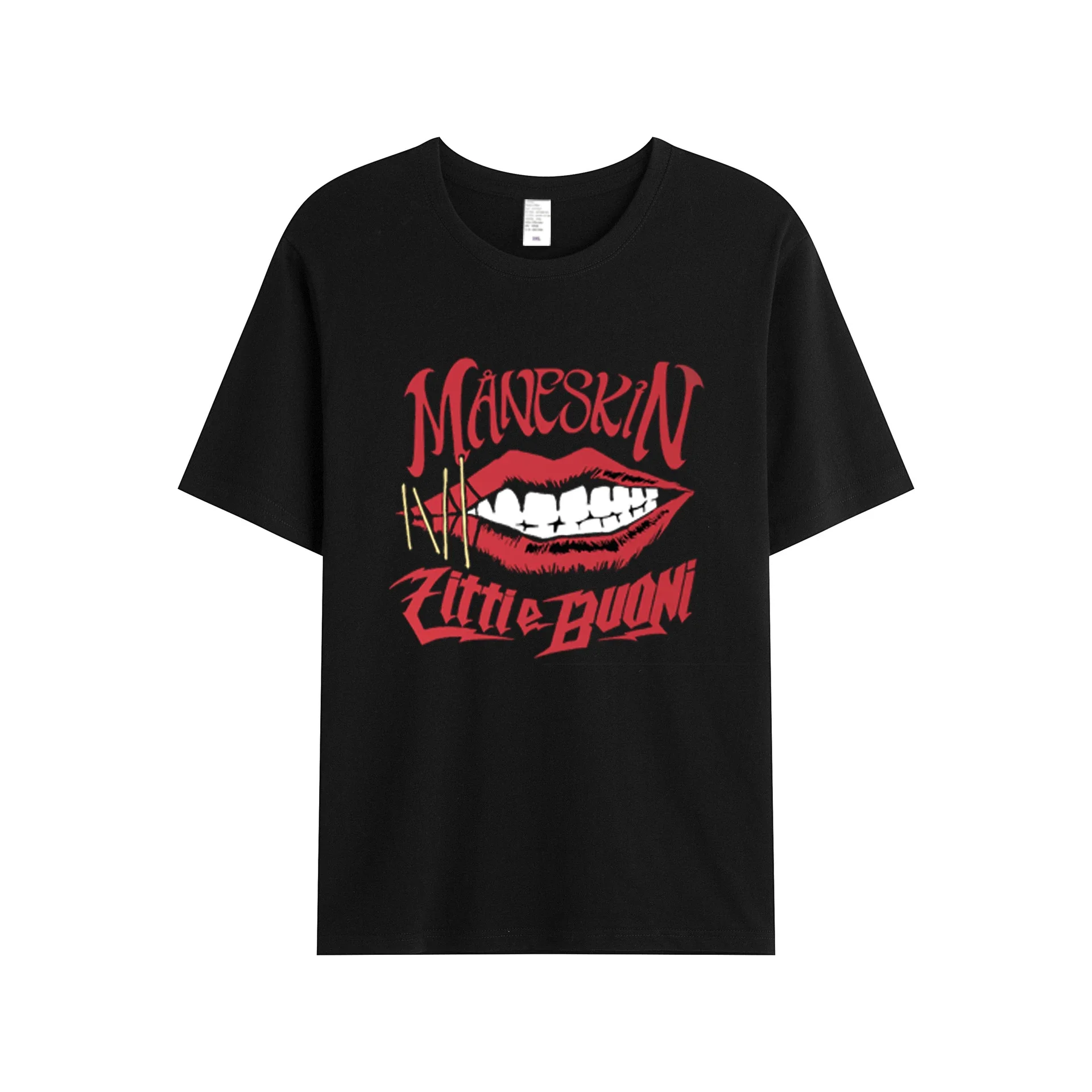

Maneskin Zitti e Buoni Tshirt Techno Funny Couple Short Sleeved T-shirt For Men Women Breathable Casual Pure Cotton Loose Tops