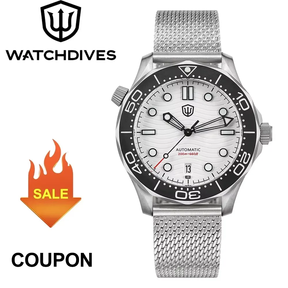 

Watchdives WD007 Титан 42 мм Мужские часы для дайвинга NTTD NH35 Автоматический механизм с куполообразным сапфировым стеклом C3 Светящиеся часы 200 м Водонепроницаемые