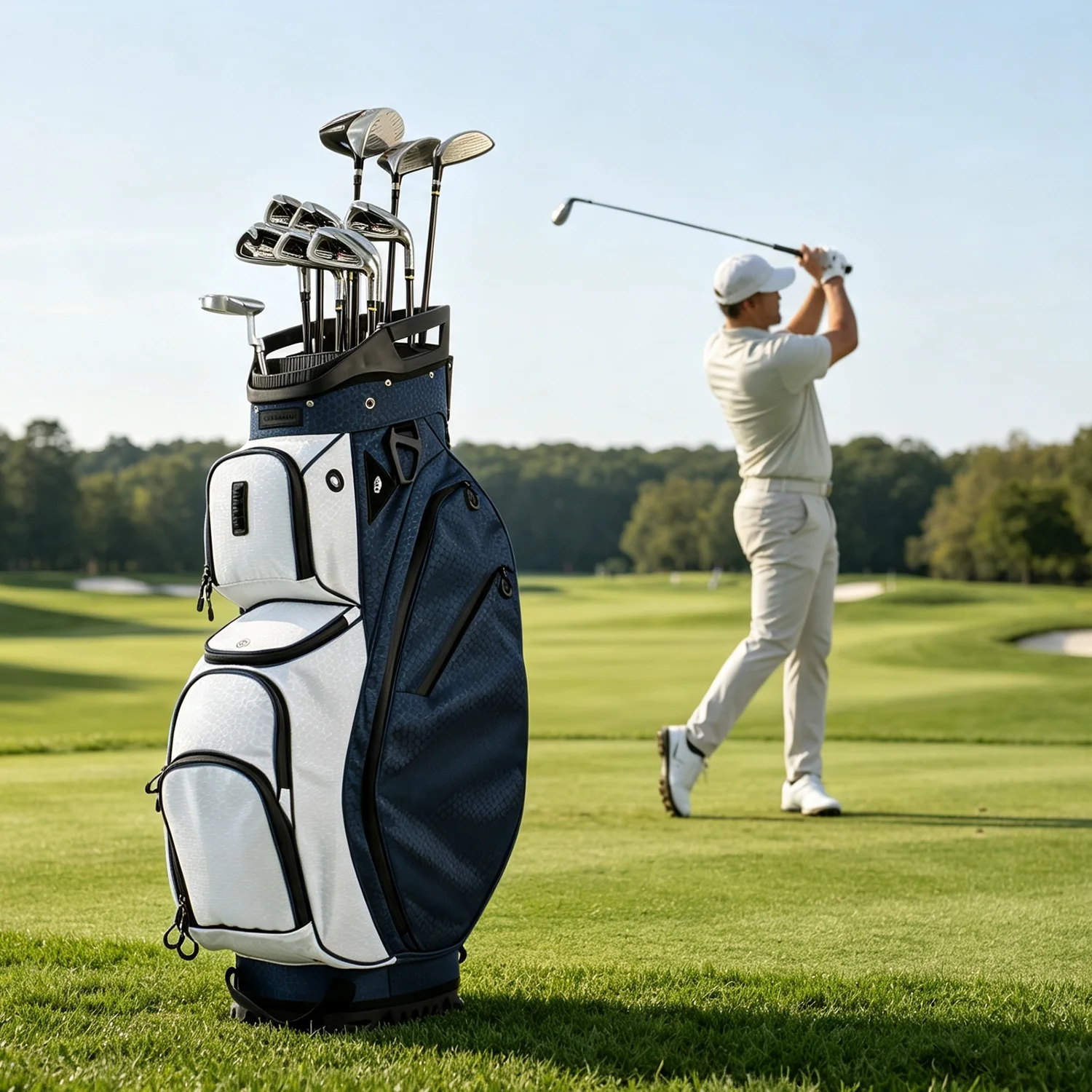 Ultra Light Golf Cart Bag, 15-Way Full Length Divider Golf Club Bag, Top & Base Dual Slot Design Secures Clubs Firmly,  2.7KG