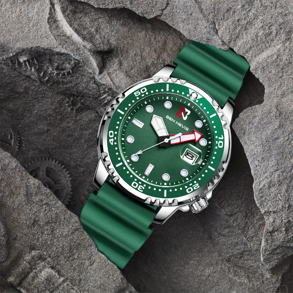 

Модные мужские силиконовые часы 2025, роскошные кварцевые наручные часы с календарем, деловые часы для мужчин, мужские наручные часы-браслет