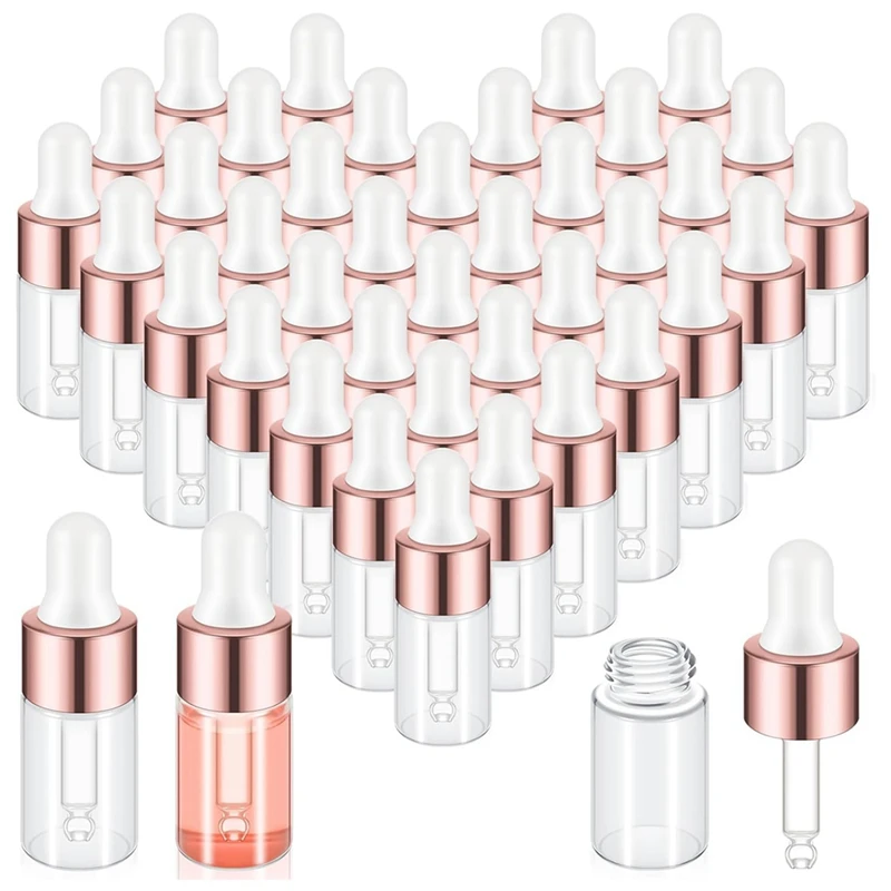 

100Pcs Mini Glass Dropper Bottle Clear Essential Oil Dropper Bottles Glass Dropping Sample Containers For Traveling 3Ml