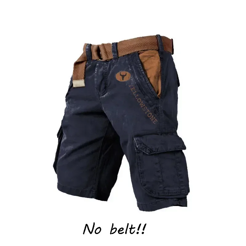 Pantalones Cargo de gran tamaño, pantalones cortos deportivos sueltos, pantalones de cinco cuartos, ropa para hombres, pantalones casuales antiguos