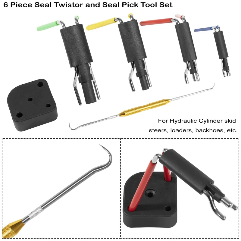 Hydraulic Cylinder Seal Kit-Rod Seal Install Tool-Hydraulic U-Cup Twistor Installation Tool 6 PCS with Package Box