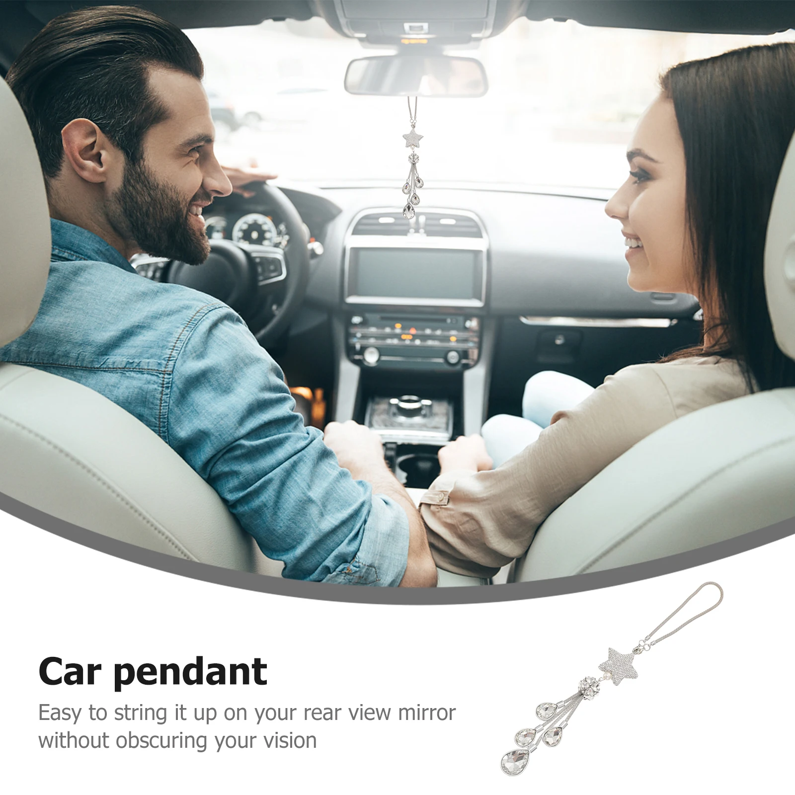 

1pc Rearview Mirror Pendant Car Accessories Bling Rhinestone Alloy Hanging Ornament Creative Decoration Automotive Gift for Home