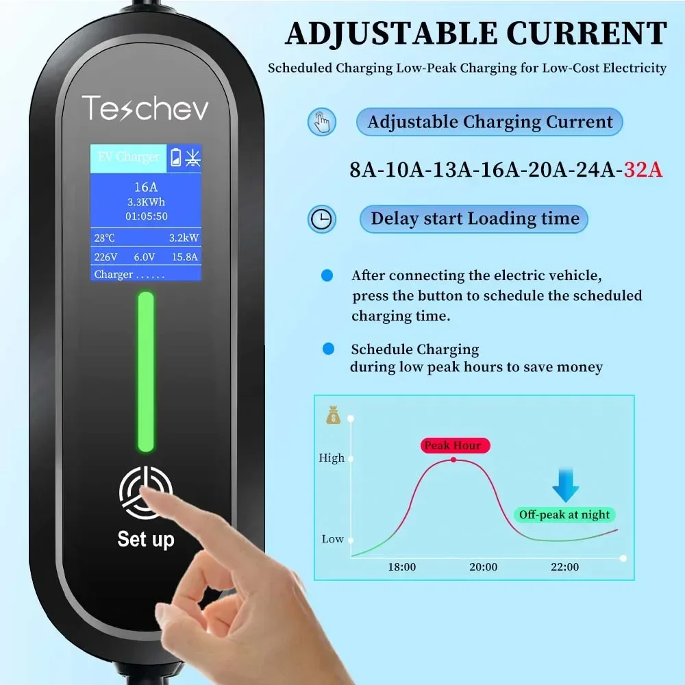 7KW 32A 1Phase Type1/Type2 Portable EV Charger GB/T 20234 EVSE Charging Box Charging Station for Electric Car Charger
