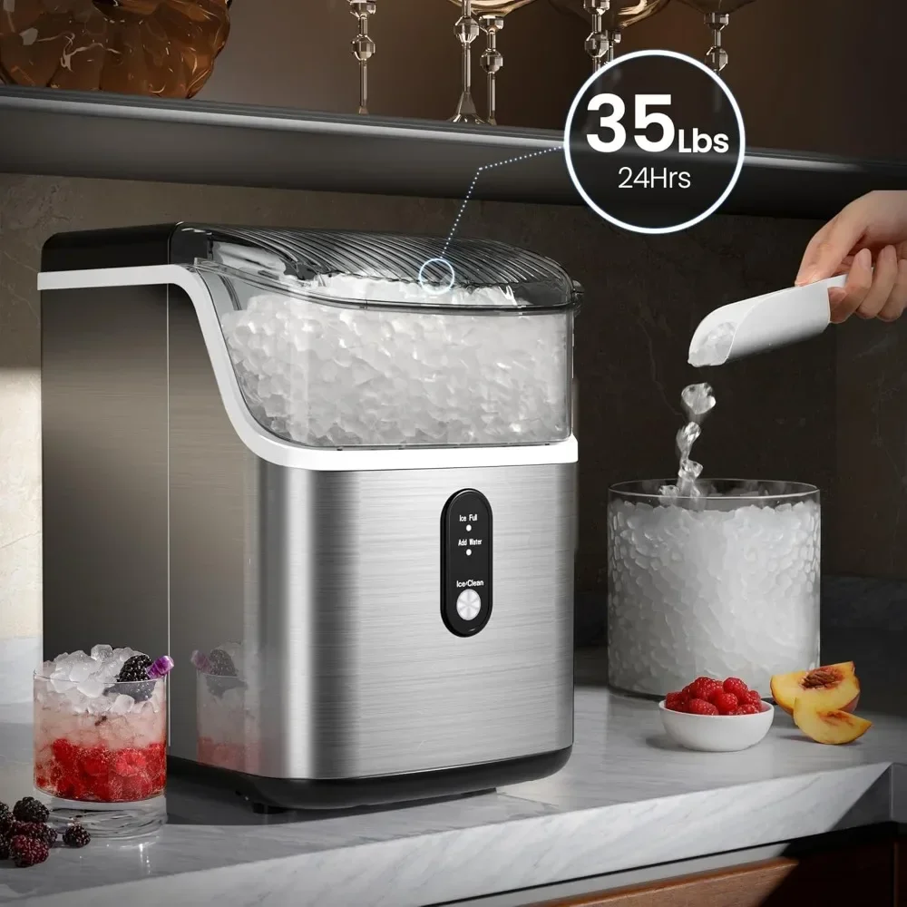 Makers Countertop,Pebble Ice Maker Machine with Chewable Ice, 35lbs/Day,One-Click Operation