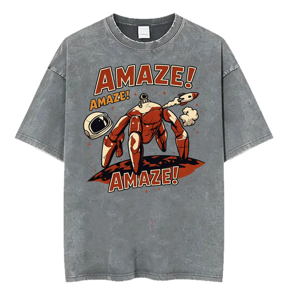 Funny Amaze Rocket Rocky Project Hail Mary T Shirt Men Women Fashion Short Sleeve T-shirts Vintage Washed Oversized T-shirt Tops