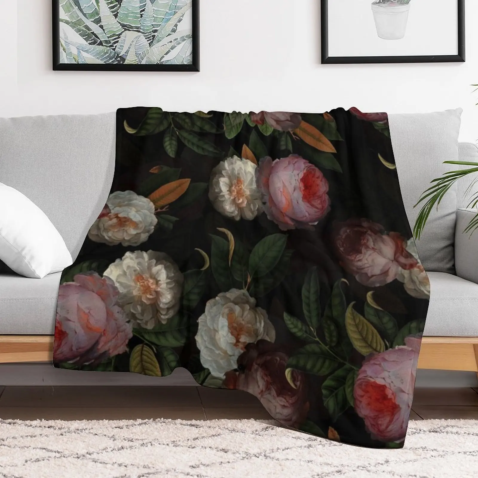 Black Jan Davidsz. de Heem Vintage Roses Flowers Botanical Garden Throw Blanket for babies Soft Plaid Blankets