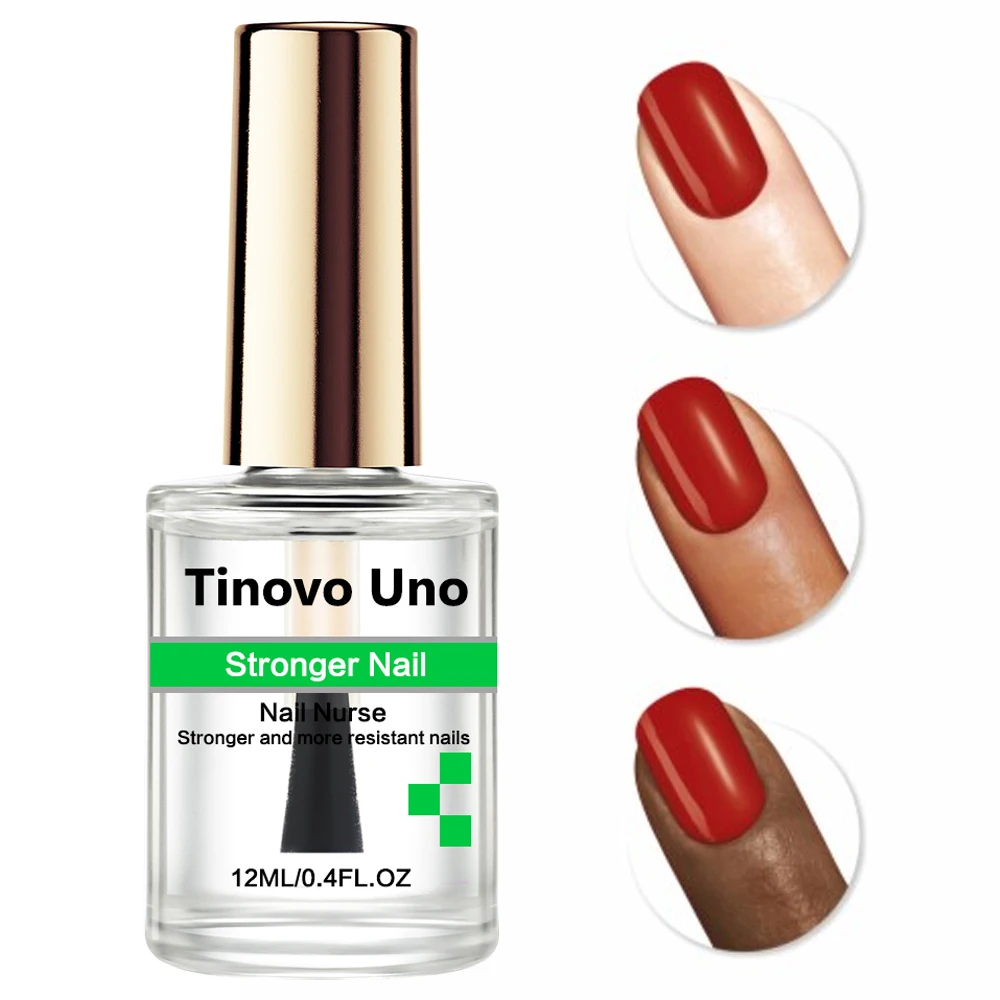 Tinovo Uno Stronger Nail Strengthener Clear Natural Dry Nail Hardener Bright Oil Polish Top Coat do naprawy cienkich, miękkich paznokci