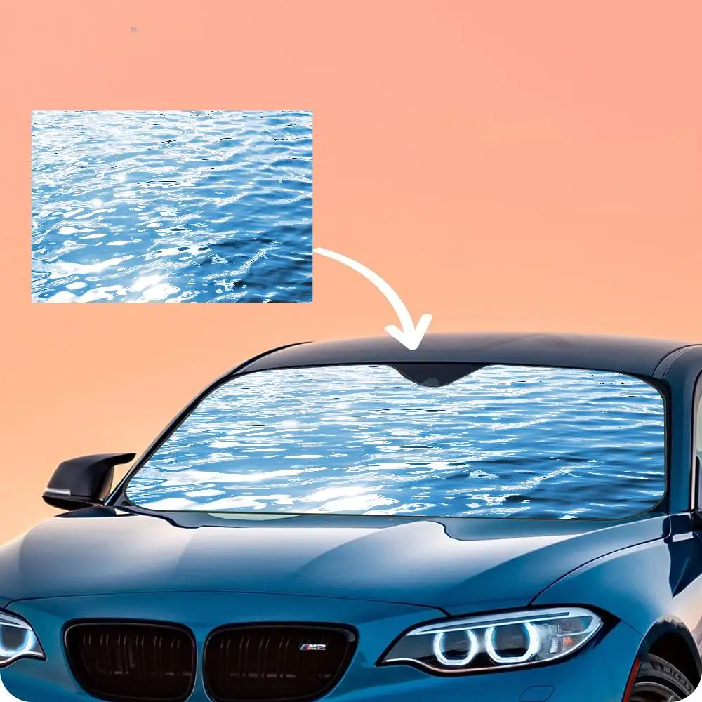 Sunlight Shining on Sea Water Windshield Car Sunshade Funny Animal Windshield Sun Shade Window Cars Folding