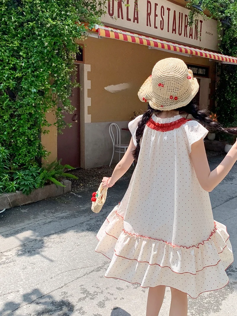 Bibi Bency Sweet Summer Polka Dot Dr Falda midi para mujer ort Sve Nudo Fibra de poliéster Casual Corte A Dr