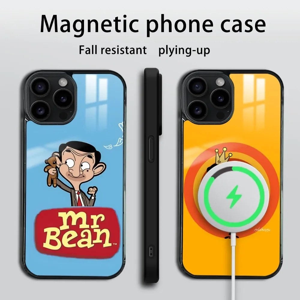 Mr.Bean Cartoon Phone Case For iPhone 16 15 14 13 12 11 Pro Max Plus Mini Mirror Wireless magnetic case