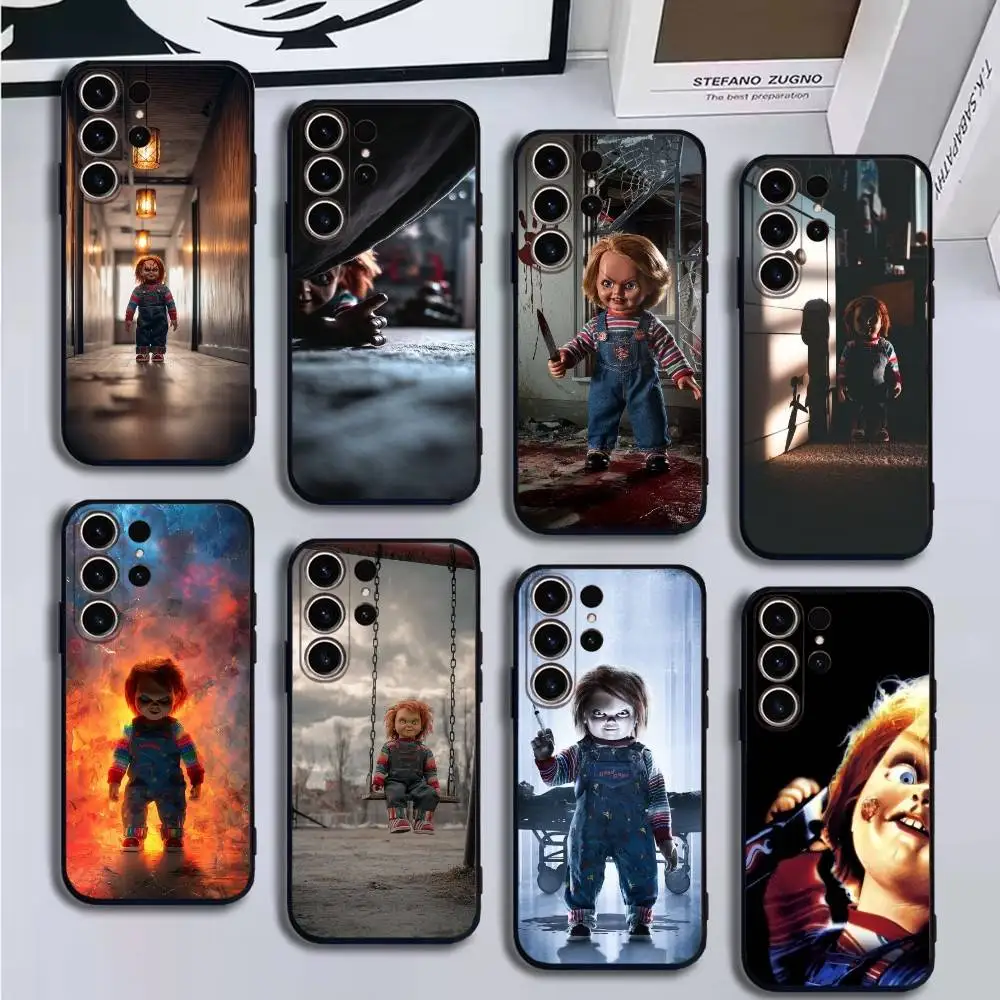 

Chucky Doll Horror Movie Phone Case For SamsungS25,24,21,22,23,30,Ultra,20,Plus,Fe,Lite,Note,10,9,Soft Black Cover