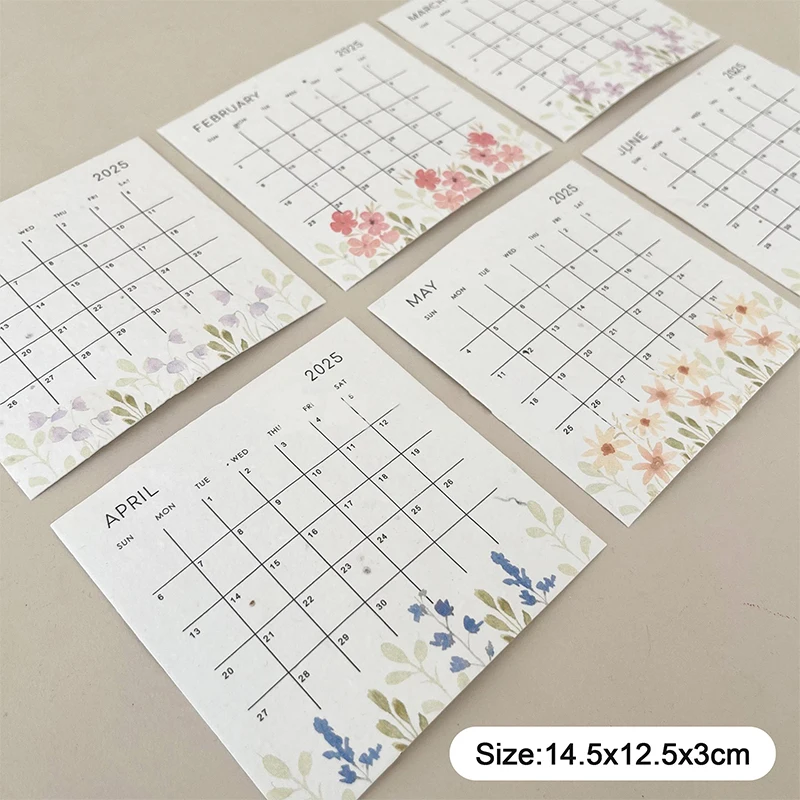 Pequeño calendario de escritorio fresco 2025 con caballete para amantes de las plantas y entusiastas del medio ambiente para la decoración del hogar o de la oficina