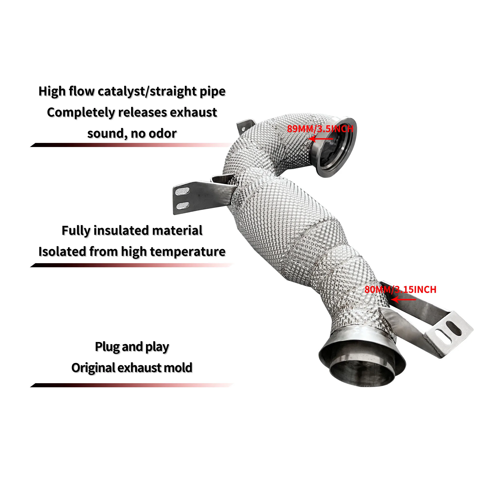 HEO High Performance Exhaust Parts Heat Shield Down pipe for Mercedes CLS53 CLS450 AMG C257 4-Matic+ Exhaust Down Pipes