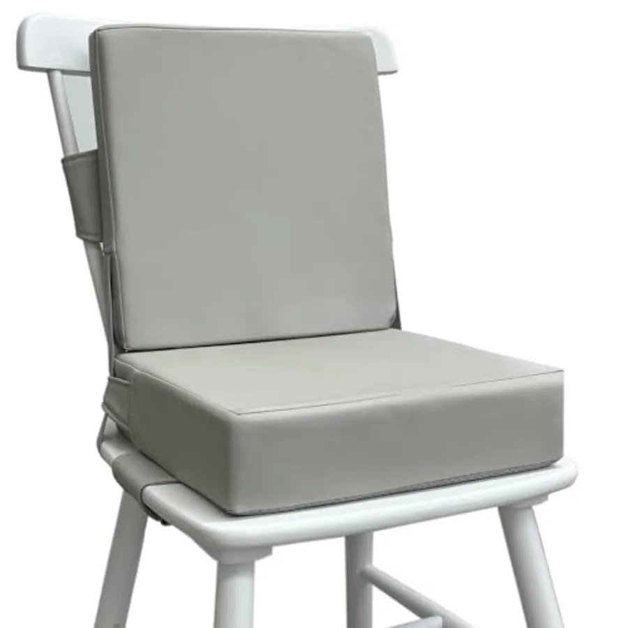 

Portable PU Booster Seat for Dining Table Light Grey Anti-Scratch Easy Cleaning Toddler Booster Seat with Cushion for Chair Tra