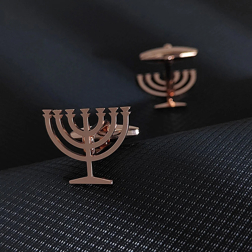 

Jewish candlestick men's cufflinks stainless steel cuff buttons suit shirt decorative accessories wedding groomsmen gifts