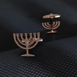 Jewish candlestick men's cufflinks stainless steel cuff buttons suit shirt decorative accessories wedding groomsmen gifts