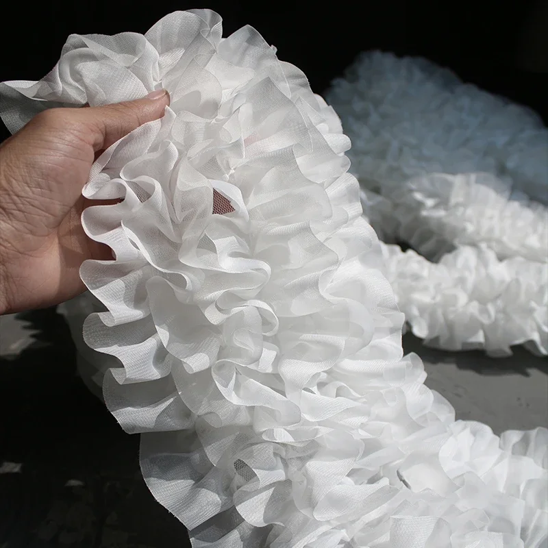 3D Ruffle Edge Fabric Large Lace Fabric Handmade DIY Flower Bouquet Decorative Creative Stage Performance Costumes Design Fabric