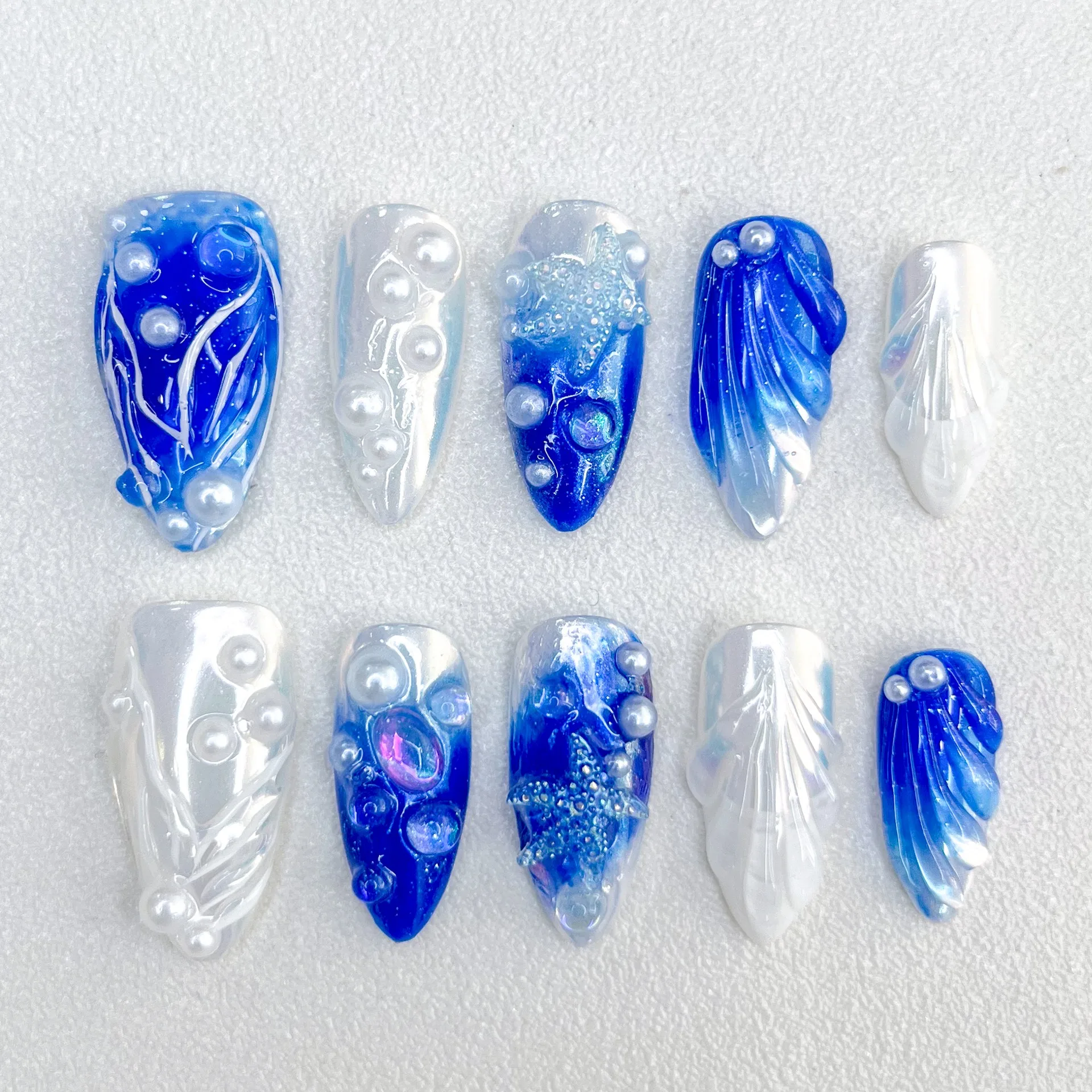 New Handmade Fake Nails with Gentle Atmosphere, Cute Fake Nails, Cute 3D Flower Nail Pressing Design, Press on Nails