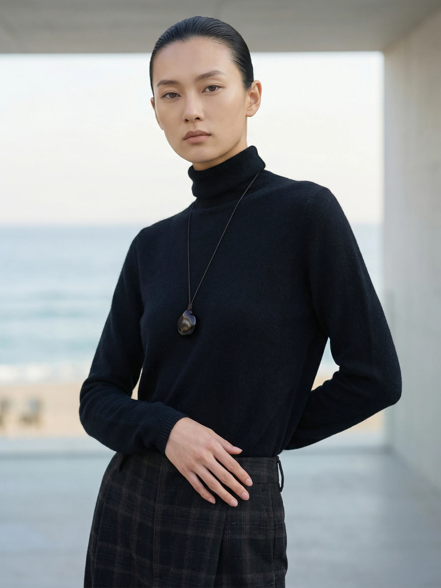 

Женский трикотаж Camere Common Value с высоким воротником и манжетами Све Лун Све Внутренняя одежда Базовый слой Свитер Осень Зима