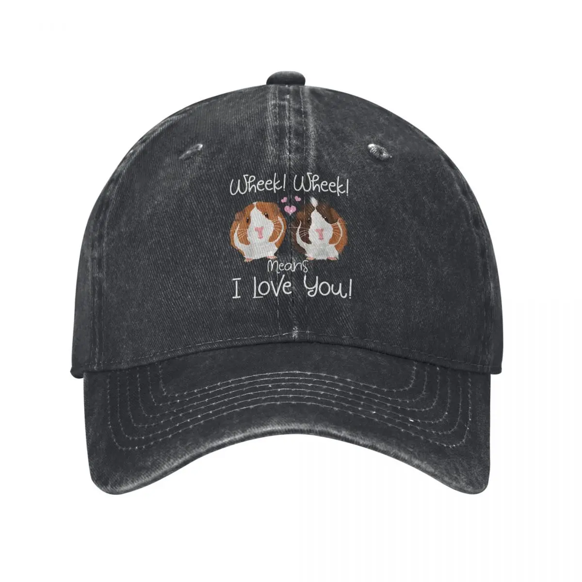 

Wheek I Love You Guinea Pig denim Hat Breathable Design Caps Women Men's Baseball Cap