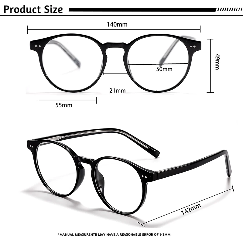 CATERSIDE Vintage Runde Männer Brille Rahmen Hochwertige Marke Design Anti Blau Licht Lesebrille Frauen Optische Rahmen – Detail 4