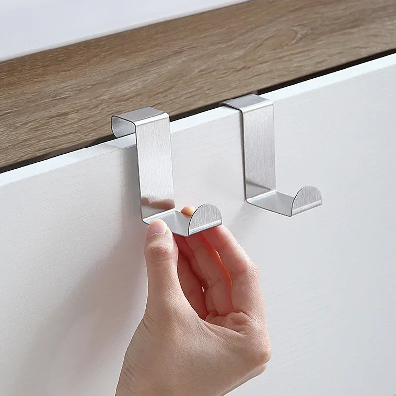 Z-Shaped Bathroom Cabinet Door Hook Stainless Steel Door Rear Hanger Keychain Coat Hook Organizer Tool Home Kitchen Accessories