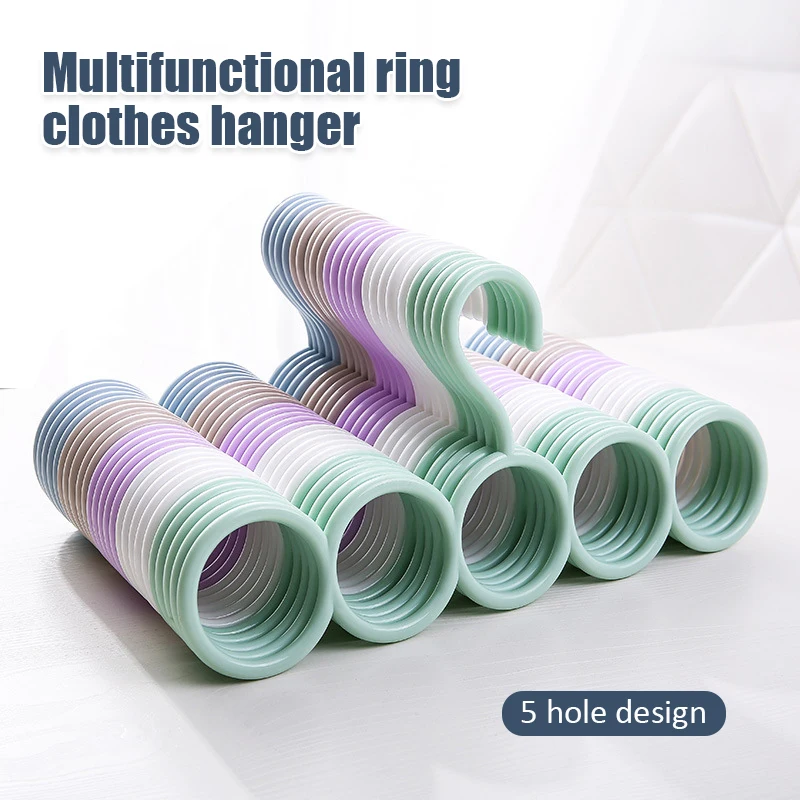 

5/10Pcs Five-ring Storage Hanger Space Saving Multifunctional Organizer Shelf Clothes Drying Rack Clothes Storage Organizer