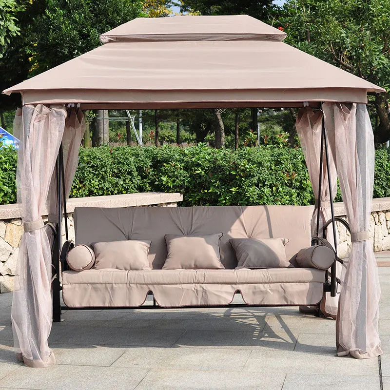 Aluminum Manufacture Outdoor Leisure Patio Garden Height Polyester Fabric Gazebo Swing With Canopy and 3 Seater