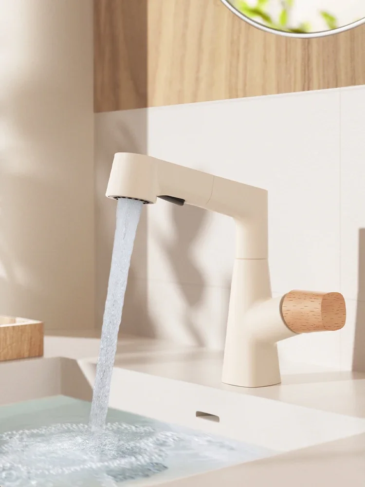Log cream wind white lift wash basin faucet household face wash