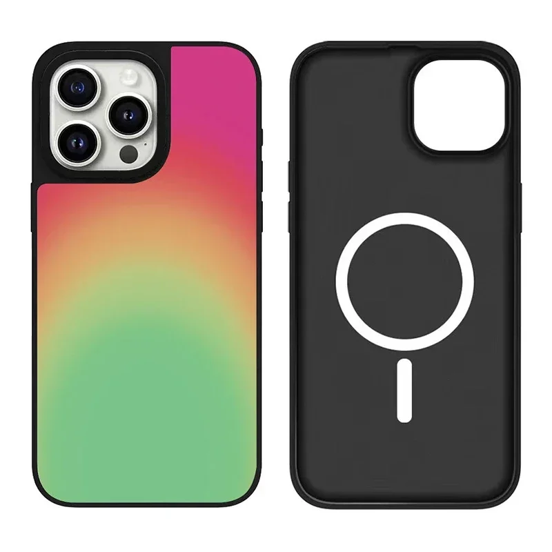 Gradient Colorful Mirror iPhone 12 13 14 15 16 Pro Max Case - Protective iPhone Case with MagSafe