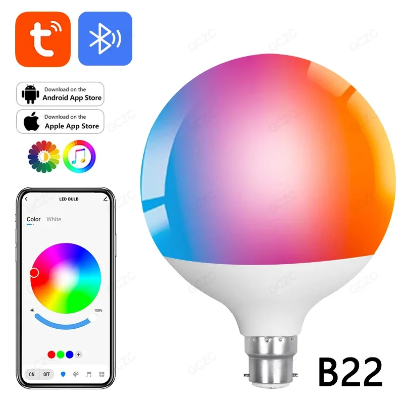 Lampadina LED Bluetooth Tuya 220V dimmerabile Lampadina E27/B22 G70/G80 RGBCW che cambia colore luce vita intelligente APP temporizzazione di controllo del gruppo