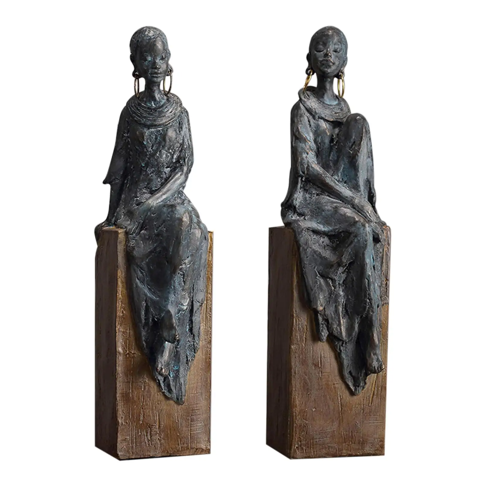 African Statues Figurines Women Figure for Living Room Desktop Decorations